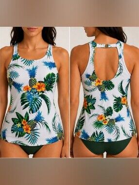 Hawaiian print bathing suit Top size Small